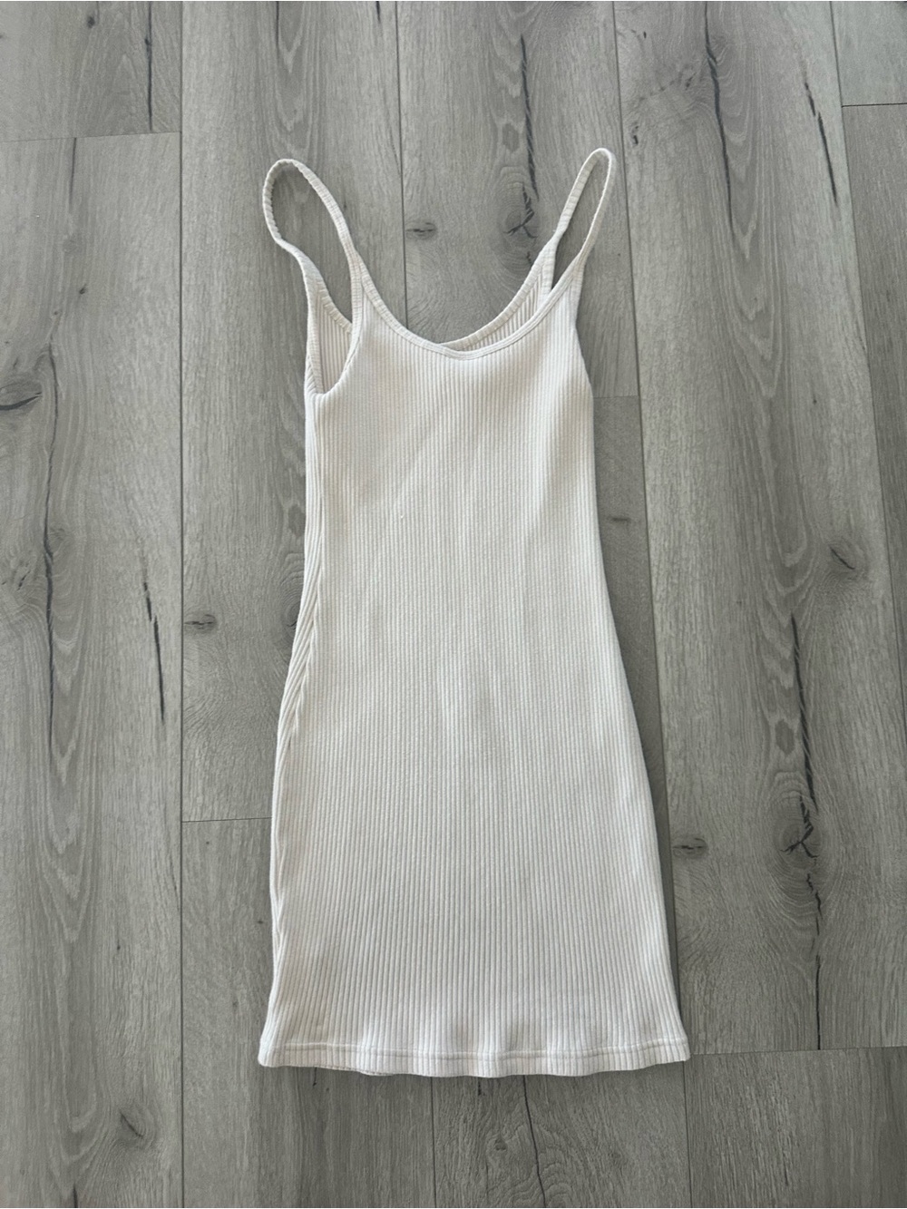 Aritzia TNA White Ribbed Mini Dress